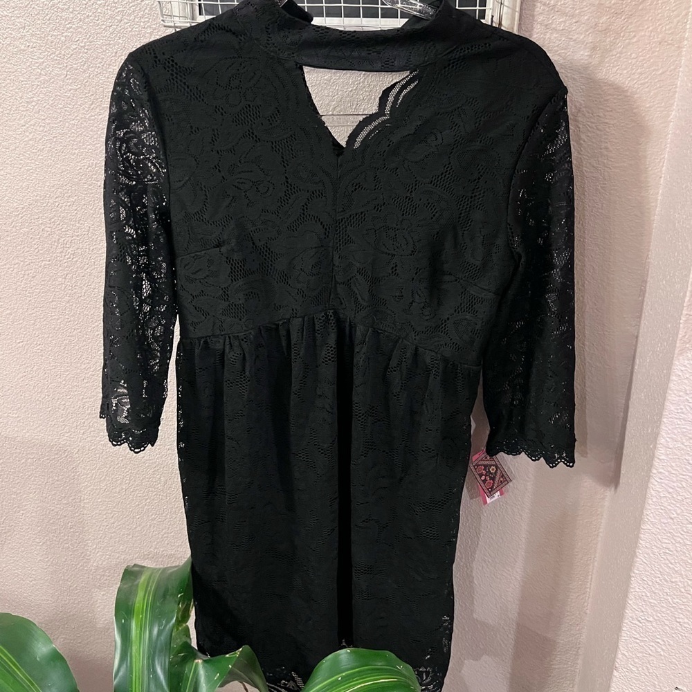 XHILARATION Women's Lace Dress Black SzM